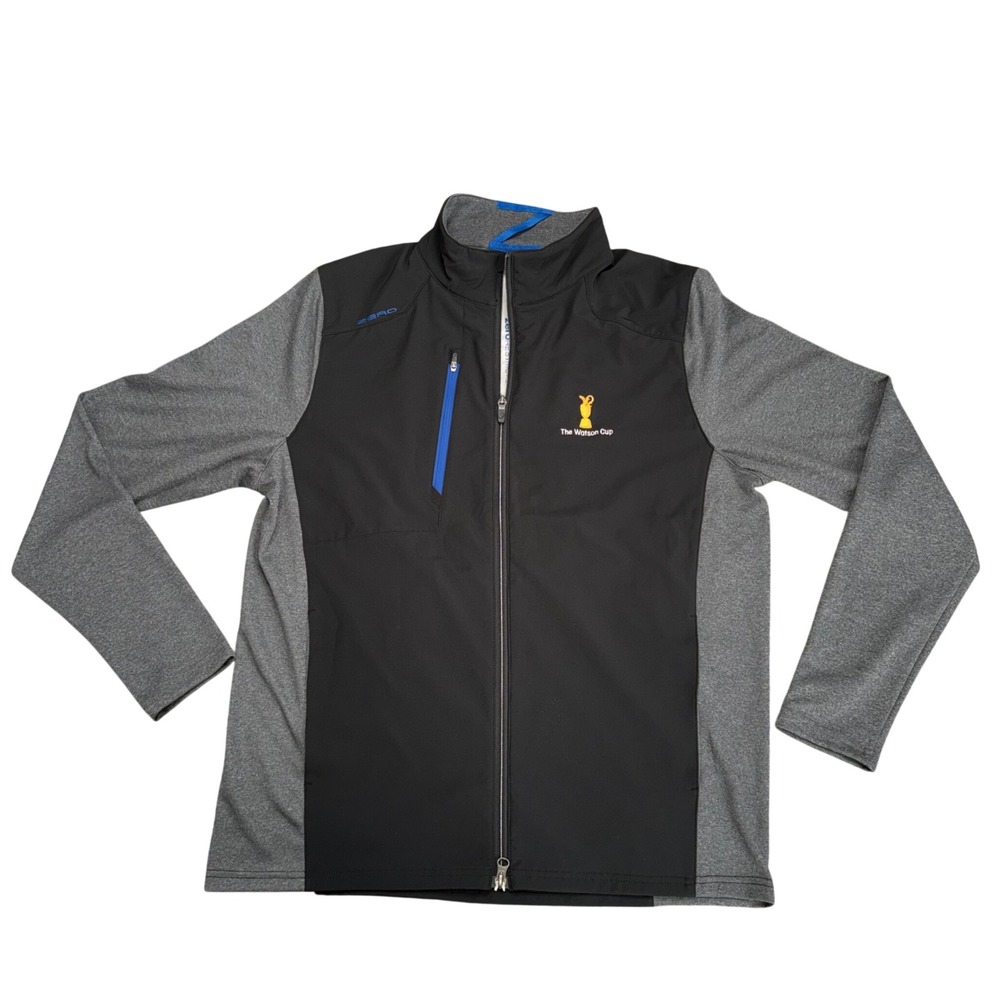 Zero Restriction Jacket Mens L Black Grey Excellent The Watson Cup Golf Full Zip